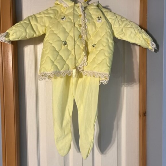 Vintage quilted baby thin flannel jumper jacket and zip up blanket Lacasse fiset - Picture 2 of 12